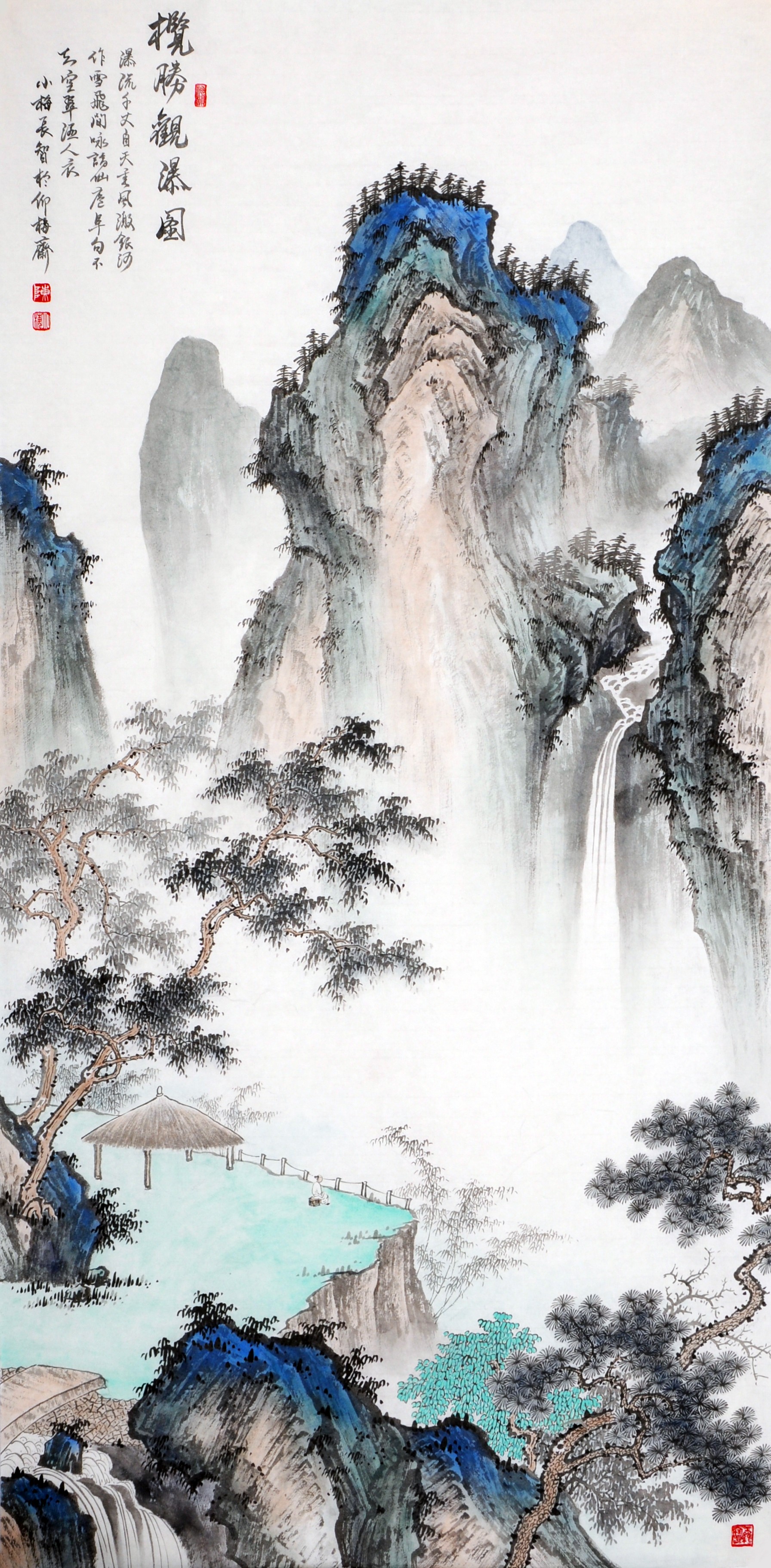 中国著名山水画大师——陈少梅的《观瀑图》 | 军谊诗书画院