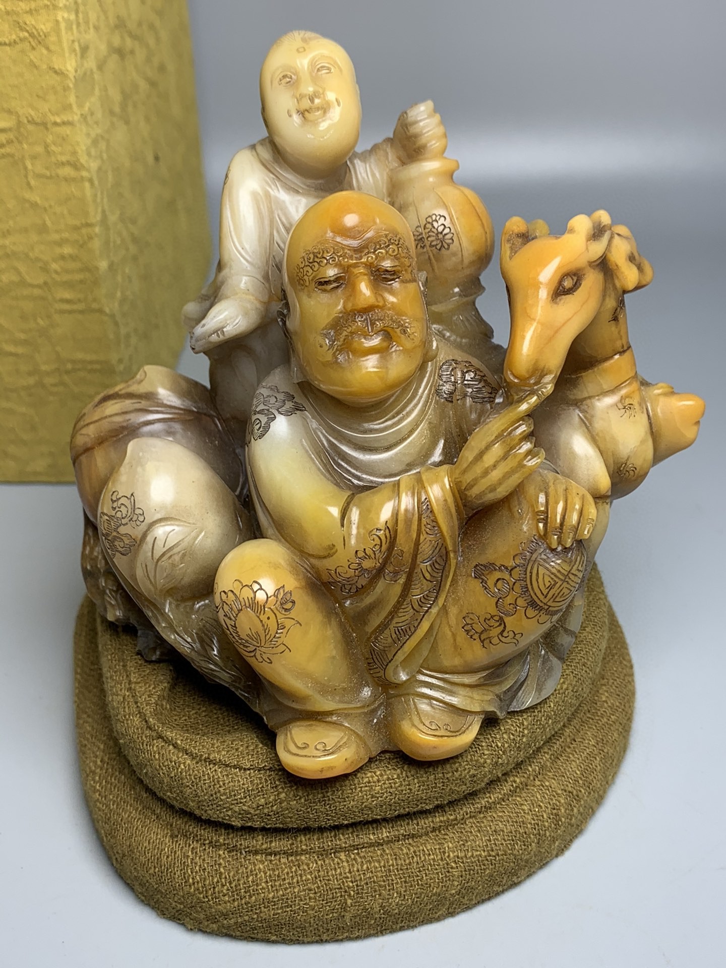 中国美術 中国古玩 寿山石 仙人像 寿老人 玉製 砡製 砡精密細工造 