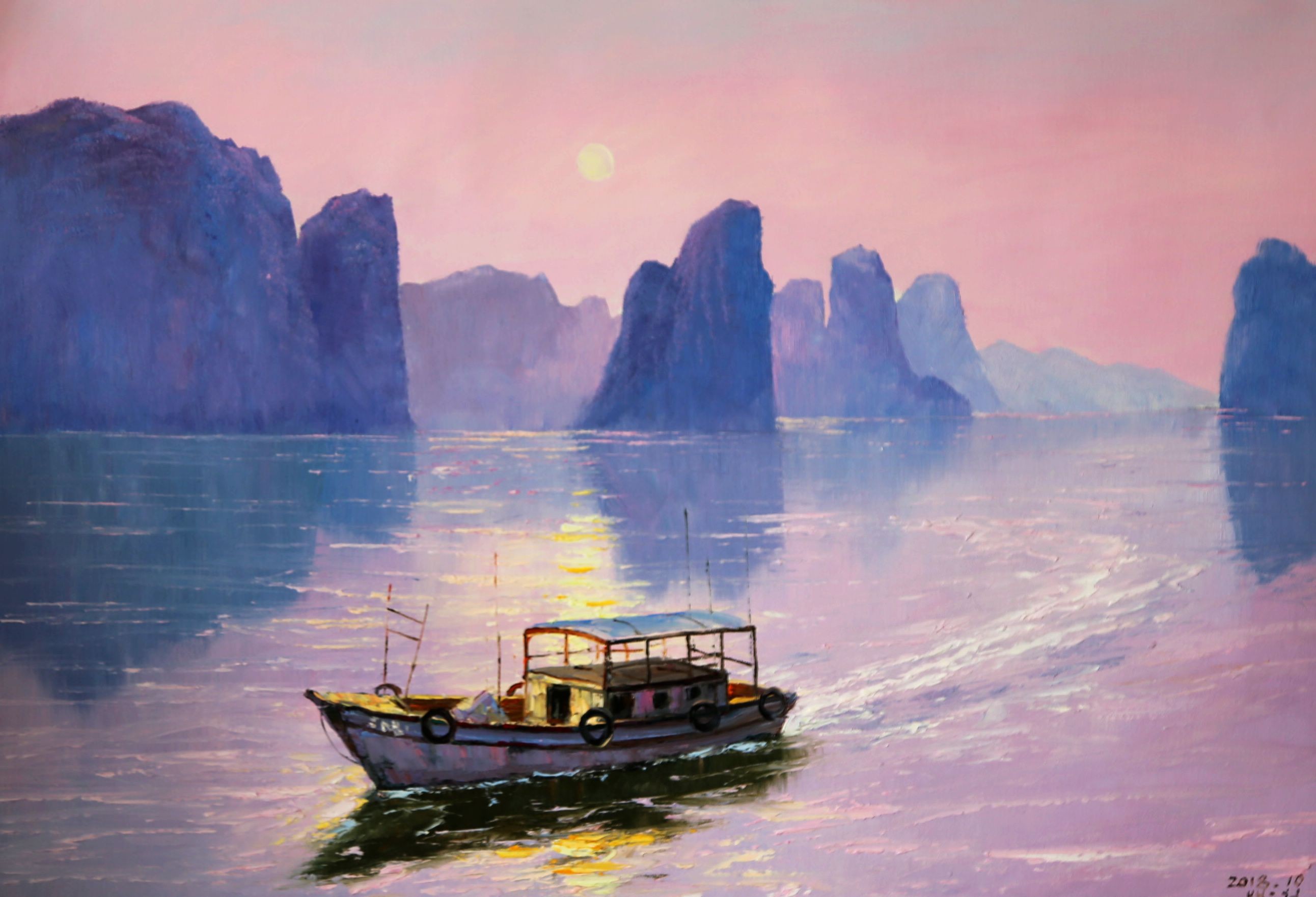 朝鲜油画一级画家白恩哲船