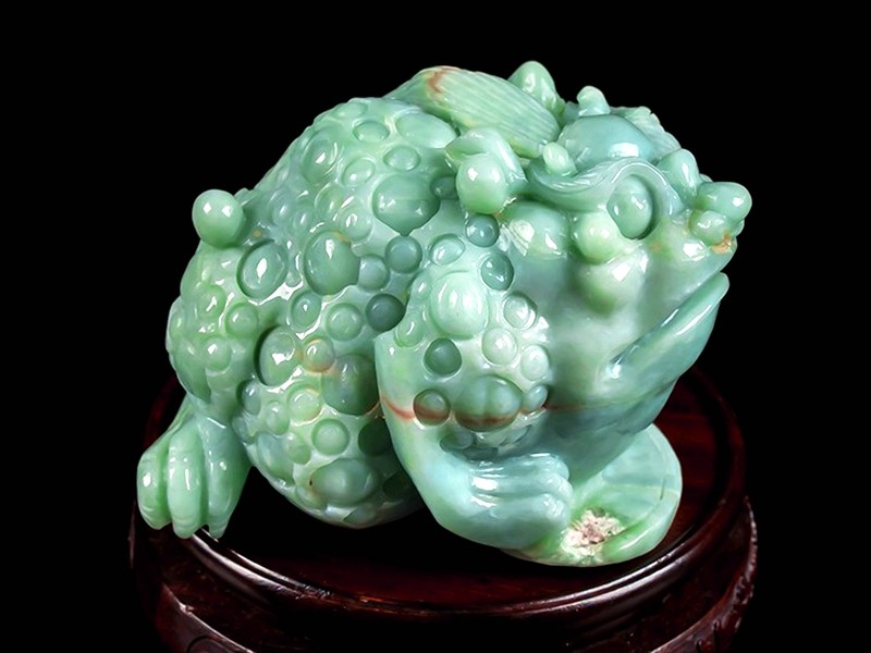 a货缅甸翡翠三角金蟾摆件